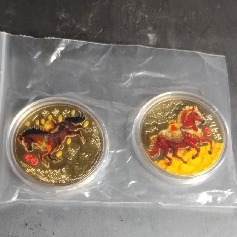 Arabian Stallion Collectible Coin Pair(Multi Color & Etchings)